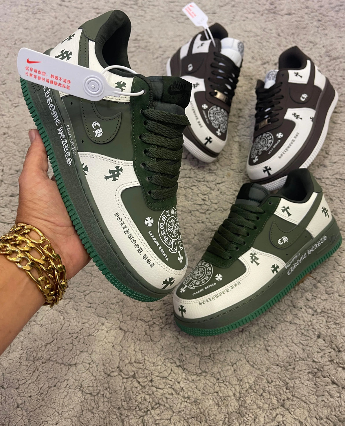 Air Force 1 Chrome Hearts verde